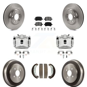Front Rear Brake Caliper Rotor Drum Semi-Metallic Pad Kit (8Pc) For Pontiac Pursuit 2.2L KC8-100835S