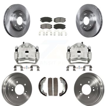 Front Rear Disc Brake Caliper Rotor Drum Semi-Metallic Pad Kit (8Pc) For Hyundai Elantra KC8-100836S