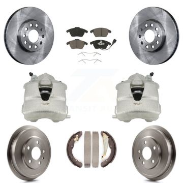 Front Rear Disc Brake Caliper Rotors Drums Ceramic Pads Kit (8Pc) For Volkswagen Jetta KC8-100837C