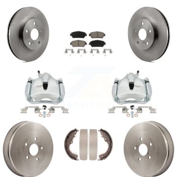 Front Rear Brake Caliper Rotors Drums Ceramic Pads Kit (8Pc) For 2004-2010 Toyota Sienna KC8-100841C