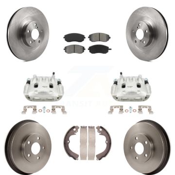 Front Rear Disc Brake Caliper Rotor Drum Semi-Metallic Pad Kit (8Pc) For Subaru Forester KC8-100841S
