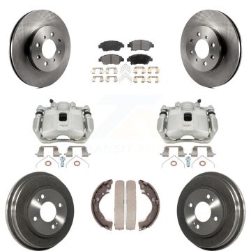 Front Rear Disc Brake Caliper Rotors Drums Ceramic Pads Kit (8Pc) For Honda Fit KC8-100841T