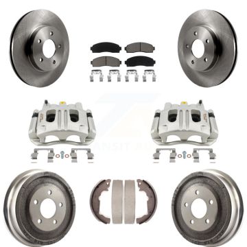 Front Rear Brake Caliper Rotors Drum Ceramic Pads Kit (8Pc) For Chevrolet Equinox Saturn KC8-100842C