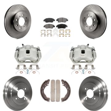 Front Rear Disc Brake Caliper Rotors Drums Ceramic Pads Kit (8Pc) For Honda Fit KC8-100842T