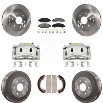 Front Rear Disc Brake Caliper Rotor Drum Semi-Metallic Pad Kit (8Pc) For GMC Sierra 1500 KC8-100844S