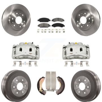Front Rear Brake Caliper Rotors Drum Semi-Metallic Pad Kit (8Pc) For Chevrolet Silverado KC8-100845S
