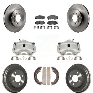 Front Rear Disc Brake Caliper Rotors Drums Ceramic Pads Kit (8Pc) For Honda Insight KC8-100845T