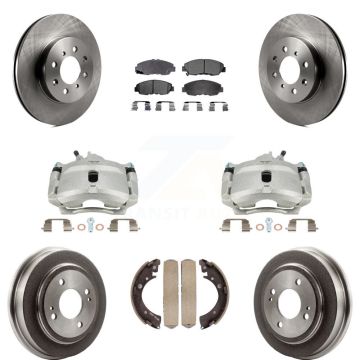 Front Rear Disc Brake Caliper Rotors Drum Ceramic Pad Kit (8Pc) For Honda Civic Acura EL KC8-100846T