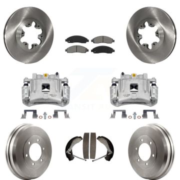 Front Rear Brake Caliper Rotors Drum Semi-Metallic Pads Kit (8Pc) For Chevrolet Colorado KC8-100847S