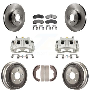 Front Rear Brake Caliper Rotors Drum Ceramic Pads Kit (8Pc) For Chevrolet Equinox Saturn KC8-100847T