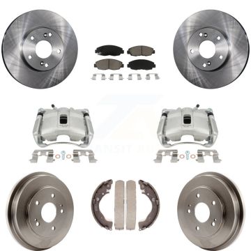 Front Rear Brake Caliper Rotors Drum Ceramic Pads Kit (8Pc) For Honda Civic GX with 1.8L KC8-100848C