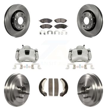 Front Rear Brake Caliper Rotor Drum Semi-Metallic Pad Kit (8Pc) For Chevrolet Aveo Aveo5 KC8-100848P