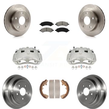 Front Rear Brake Caliper Rotors Drum Semi-Metallic Pad Kit (8Pc) For Dodge Dakota Raider KC8-100848S