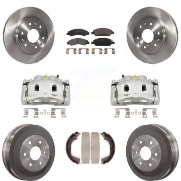 Front Rear Brake Caliper Rotors Drum Ceramic Pad Kit (8Pc) For GMC Sierra 1500 Chevrolet KC8-100849T