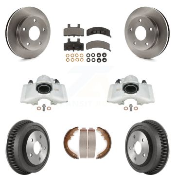 Front Rear Brake Caliper Rotors Drum Ceramic Pads Kit (8Pc) For 94-99 Dodge Ram 1500 4WD KC8-100852T