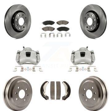 Front Rear Brake Caliper Rotors Drum Ceramic Pad Kit (8Pc) For Chevrolet Aveo Pontiac G3 KC8-100853C