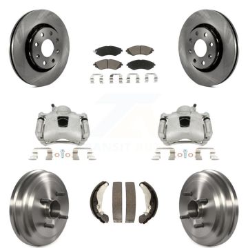 Front Rear Brake Caliper Rotors Drum Ceramic Pad Kit (8Pc) For Chevrolet Aveo Pontiac G3 KC8-100854C
