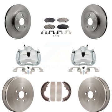 Front Rear Brake Caliper Rotors Drum Semi-Metallic Pad Kit (8Pc) For 04-10 Toyota Sienna KC8-100854P