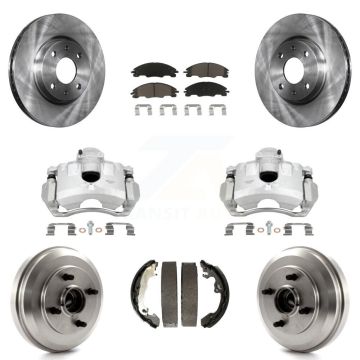 Front Rear Disc Brake Caliper Rotors Drums Ceramic Pads Kit (8Pc) For Ford Focus KC8-100855C