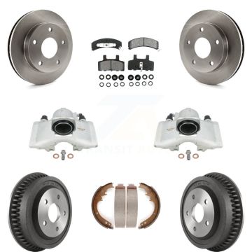 Front Rear Brake Caliper Rotors Drum Semi-Metallic Pads Kit (8Pc) For Dodge Ram 1500 4WD KC8-100855S