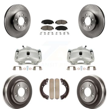 Front Rear Disc Brake Caliper Rotors Drum Ceramic Pad Kit (8Pc) For Honda Civic Acura EL KC8-100856C