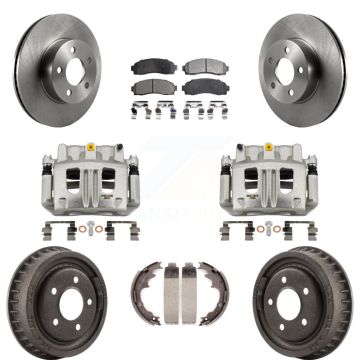 Front Rear Brake Caliper Rotors Drums Ceramic Pads Kit (8Pc) For Ford Ranger Mazda B4000 KC8-100857T