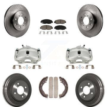 Front Rear Disc Brake Caliper Rotors Drums Ceramic Pads Kit (8Pc) For Honda Insight KC8-100859C