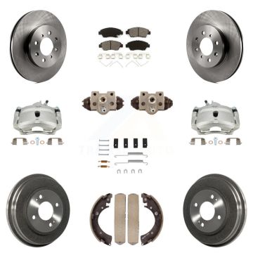 Front Rear Disc Brake Caliper Rotors Drum Semi-Metallic Pad Shoe Cylinder Kit (11Pc) For KC8-100859S