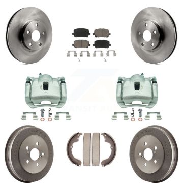 Front Rear Brake Caliper Rotor Drum Ceramic Pad Kit (8Pc) For Toyota Matrix Pontiac Vibe KC8-100860C