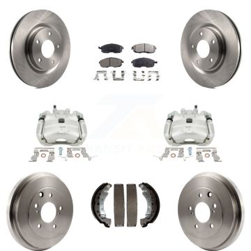 Front Rear Disc Brake Caliper Rotors Drum Semi-Metallic Pads Kit (8Pc) For Nissan Sentra KC8-100861P