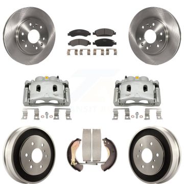 Front Rear Brake Caliper Rotors Drums Ceramic Pads Kit (8Pc) For Chevrolet GMC Silverado KC8-100861T