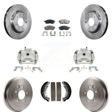 Front Rear Disc Brake Caliper Rotors Drum Semi-Metallic Pads Kit (8Pc) For Nissan Sentra KC8-100862P