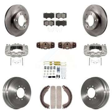 Front Rear Disc Brake Caliper Rotors Drum Semi-Metallic Pad Shoe Cylinder Kit (11Pc) For KC8-100862S