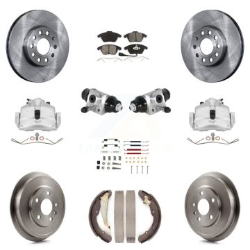 Front Rear Disc Brake Caliper Rotors Drum Semi-Metallic Pad Shoe Cylinder Kit (11Pc) For KC8-100863S