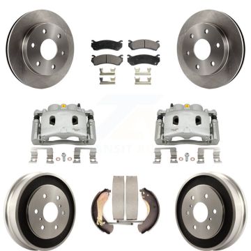 Front Rear Brake Caliper Rotors Drum Ceramic Pads Kit (8Pc) For Chevrolet Silverado 1500 KC8-100863T