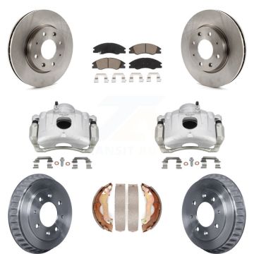 Front Rear Disc Brake Caliper Rotor Drum Ceramic Pad Kit (8Pc) For 2007-2009 Kia Spectra KC8-100864C