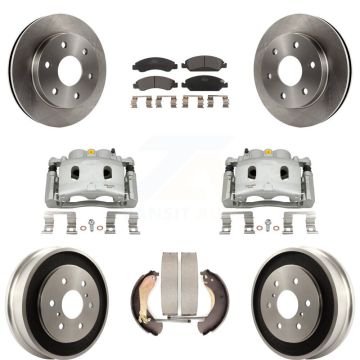 Front Rear Disc Brake Caliper Rotors Drums Ceramic Pads Kit (8Pc) For GMC Sierra 1500 KC8-100864T