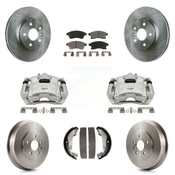 Front Rear Brake Caliper Rotors Drums Ceramic Pads Kit (8Pc) For Chevrolet Cruze Limited KC8-100865C