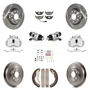 Front Rear Disc Brake Caliper Rotors Drum Semi-Metallic Pad Shoe Cylinder Kit (11Pc) For KC8-100865S