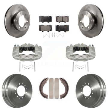 Front Rear Disc Brake Caliper Rotors Drums Ceramic Pads Kit (8Pc) For Toyota Tundra KC8-100865T