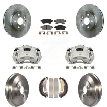 Front Rear Disc Brake Caliper Rotors Drums Ceramic Pads Kit (8Pc) For Chevrolet Sonic KC8-100866C