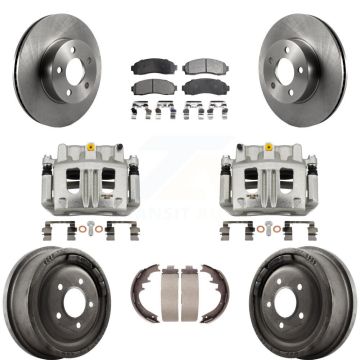 Front Rear Brake Caliper Rotors Drums Semi-Metallic Pads Kit (8Pc) For Ford Ranger Mazda KC8-100866P