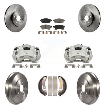Front Rear Brake Caliper Rotors Drum Ceramic Pads Kit (8Pc) For 13-14 Chevrolet Sonic RS KC8-100867C