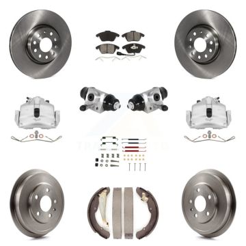 Front Rear Disc Brake Caliper Rotors Drum Semi-Metallic Pad Shoe Cylinder Kit (11Pc) For KC8-100867S
