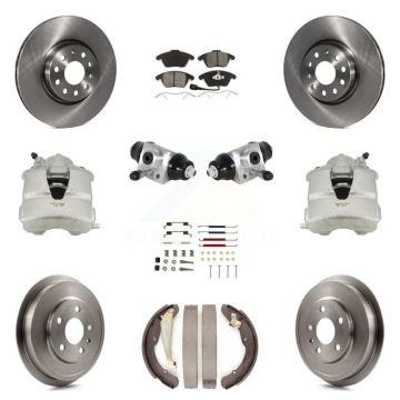 Front Rear Disc Brake Caliper Rotors Drum Semi-Metallic Pad Shoe Cylinder Kit (11Pc) For KC8-100868S