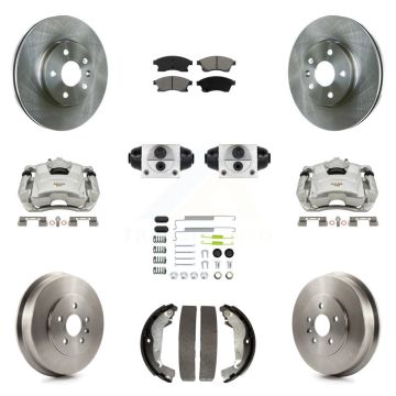 Front Rear Brake Caliper Rotor Drum Semi-Metallic Pad Shoe Cylinder Kit (11Pc) For Cruze KC8-100869S