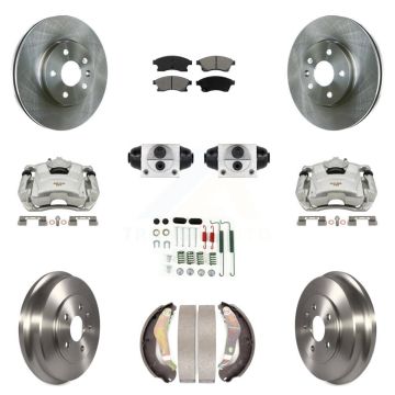 Front Rear Disc Brake Caliper Rotors Drum Semi-Metallic Pad Shoe Cylinder Kit (11Pc) For KC8-100870S