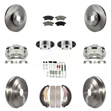Front Rear Disc Brake Caliper Rotors Drum Semi-Metallic Pad Shoe Cylinder Kit (11Pc) For KC8-100871S