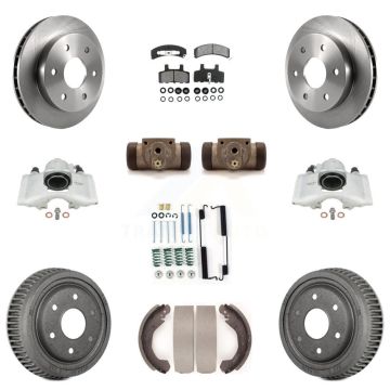 Front Rear Disc Brake Caliper Rotors Drum Semi-Metallic Pad Shoe Cylinder Kit (11Pc) For KC8-100872S