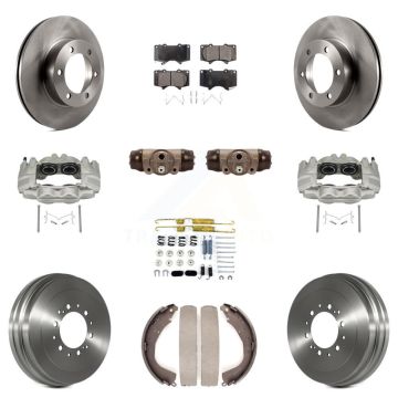 Front Rear Disc Brake Caliper Rotors Drum Semi-Metallic Pad Shoe Cylinder Kit (11Pc) For KC8-100873P